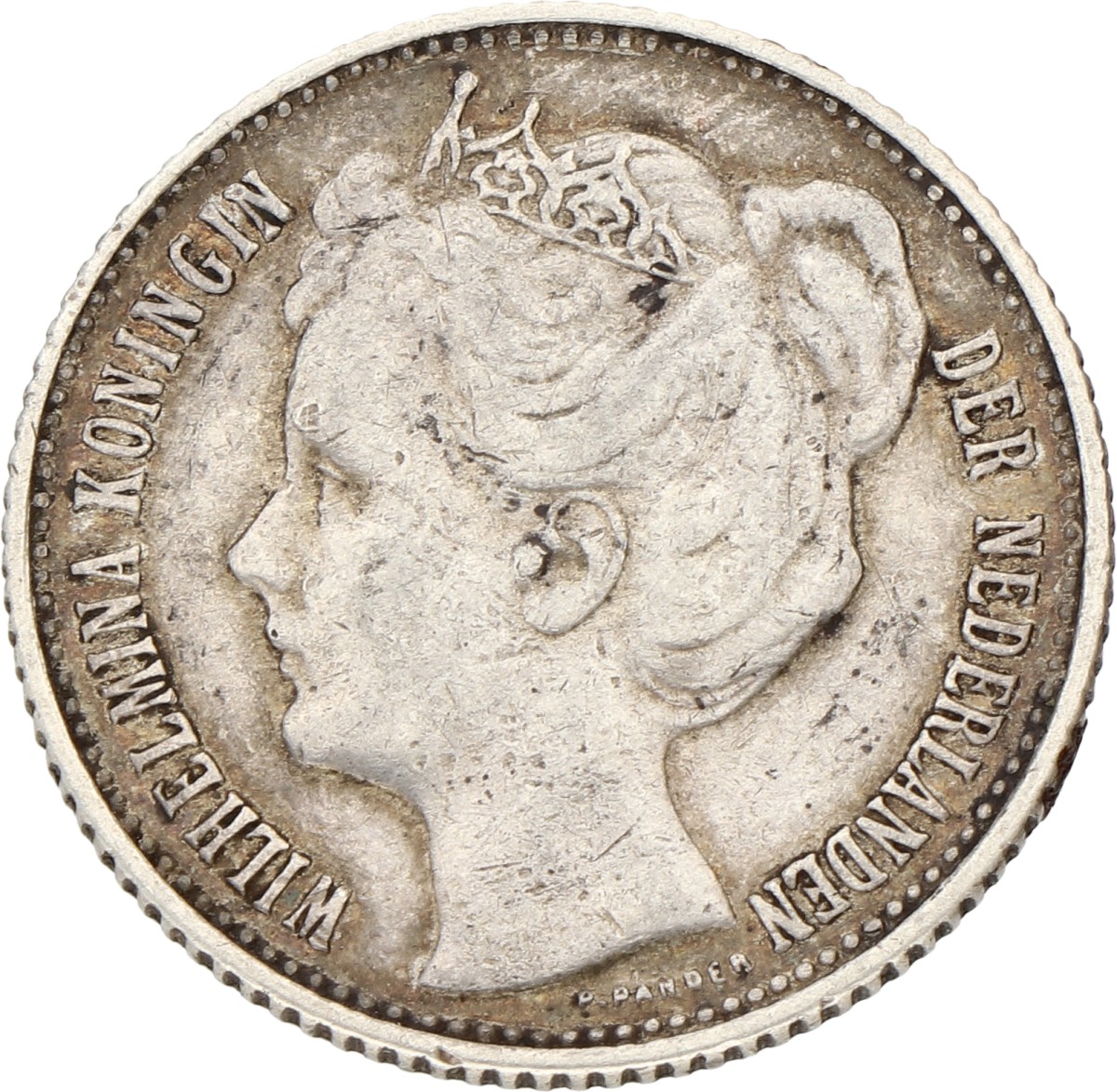 ½ Gulden. Wilhelmina. 1908. Zeer Fraai +.