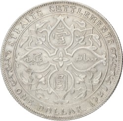 Straits settlements. British colony. George V. Dollar. 1920. VF / XF.