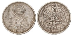 Mexico. Republic. Peso. 1870 Mo. VF +.