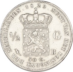½ Gulden. Willem I. 1829/23. Zeer Fraai / Prachtig.
