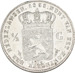 ½ Gulden. Willem III. 1858. Prachtig / UNC.