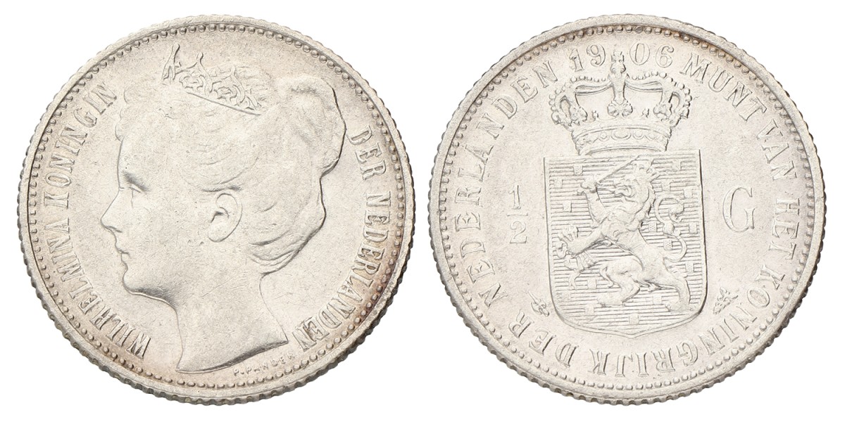 ½ Gulden. Wilhelmina. 1906. Prachtig.