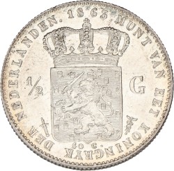 ½ Gulden. Willem III. 1863. Prachtig / UNC.