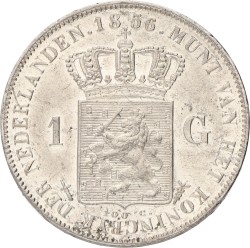 1 Gulden. Willem III. 1856. UNC -.