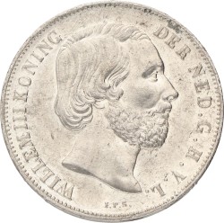 1 Gulden. Willem III. 1856. UNC -.