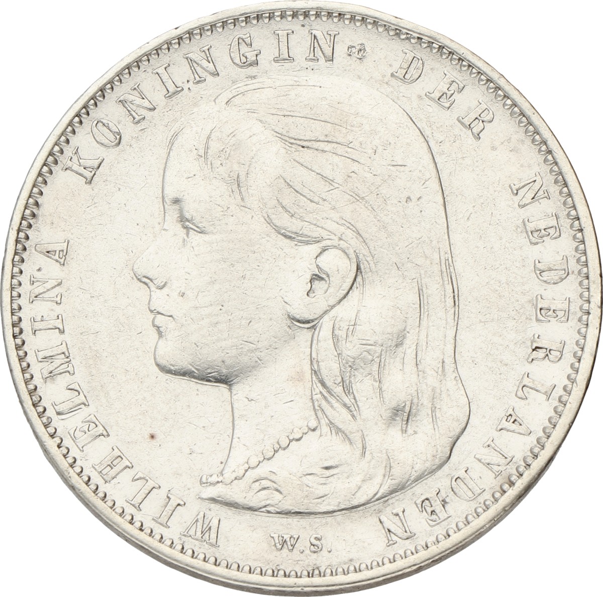 1 Gulden. Wilhelmina. 1892. Prachtig -.