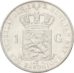 1 Gulden. Wilhelmina. 1892. Prachtig -.