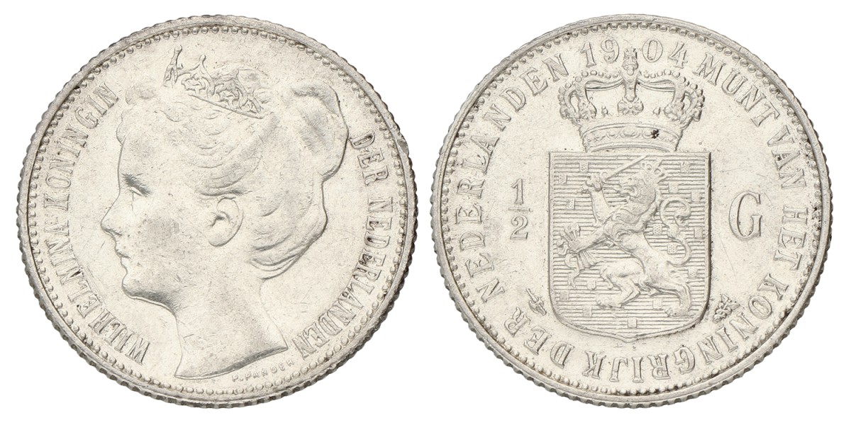 ½ Gulden. wilhelmina. 1904. Prachtig -.