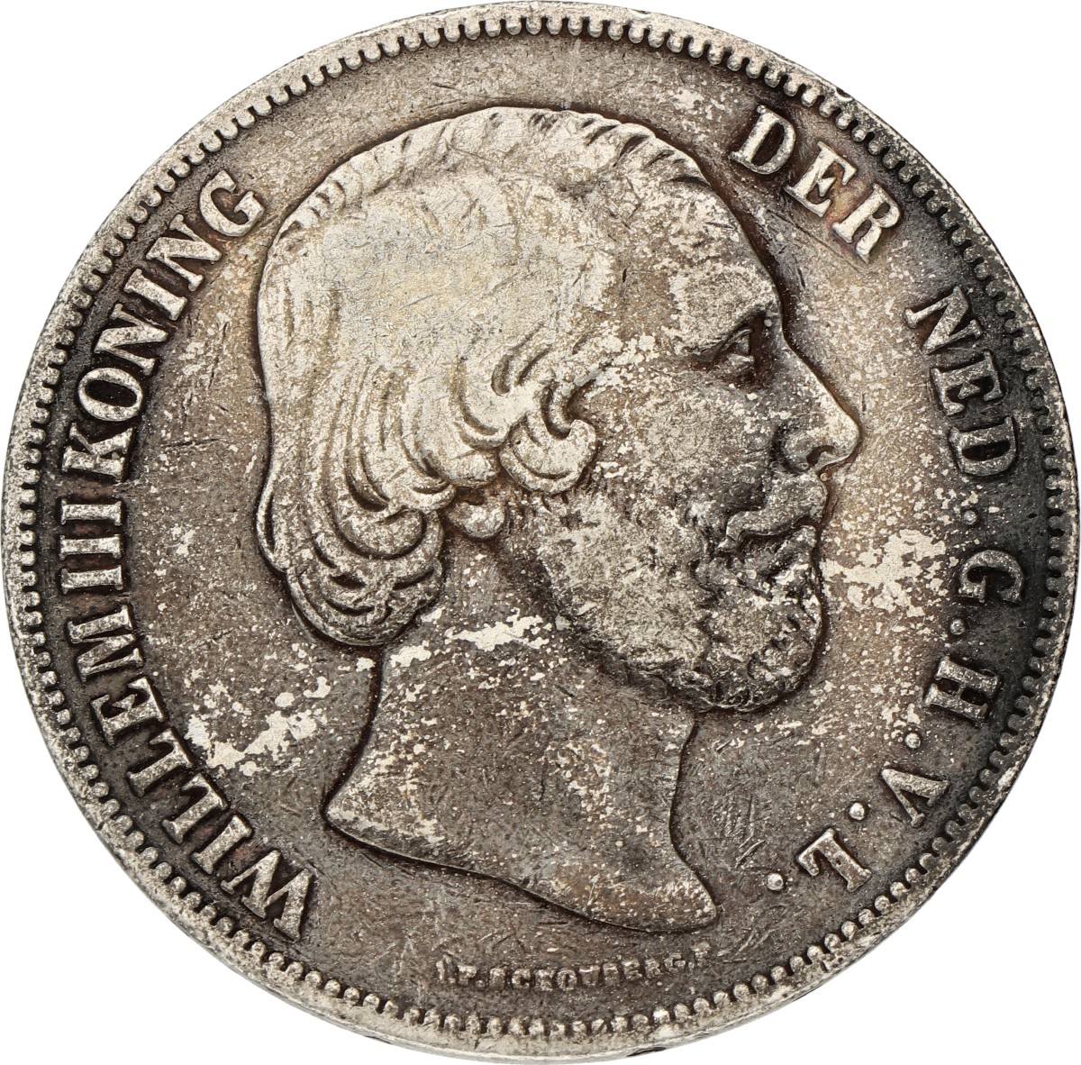 2½ Gulden. Willem III. 1854. Zeer Fraai.