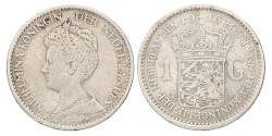 1 Gulden. Wilhelmina. 1916. Zeer Fraai +.