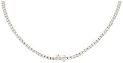 14K Witgouden Diamond Point rivière collier bezet met ca. 12.90 ct. diamant.