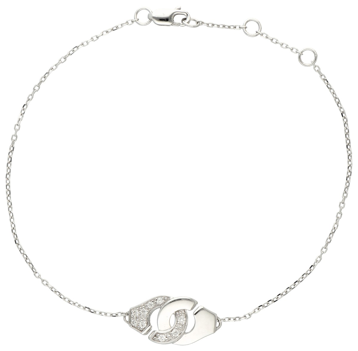 Dinh van 18K witgouden 'Menottes' armband bezet met diamant.