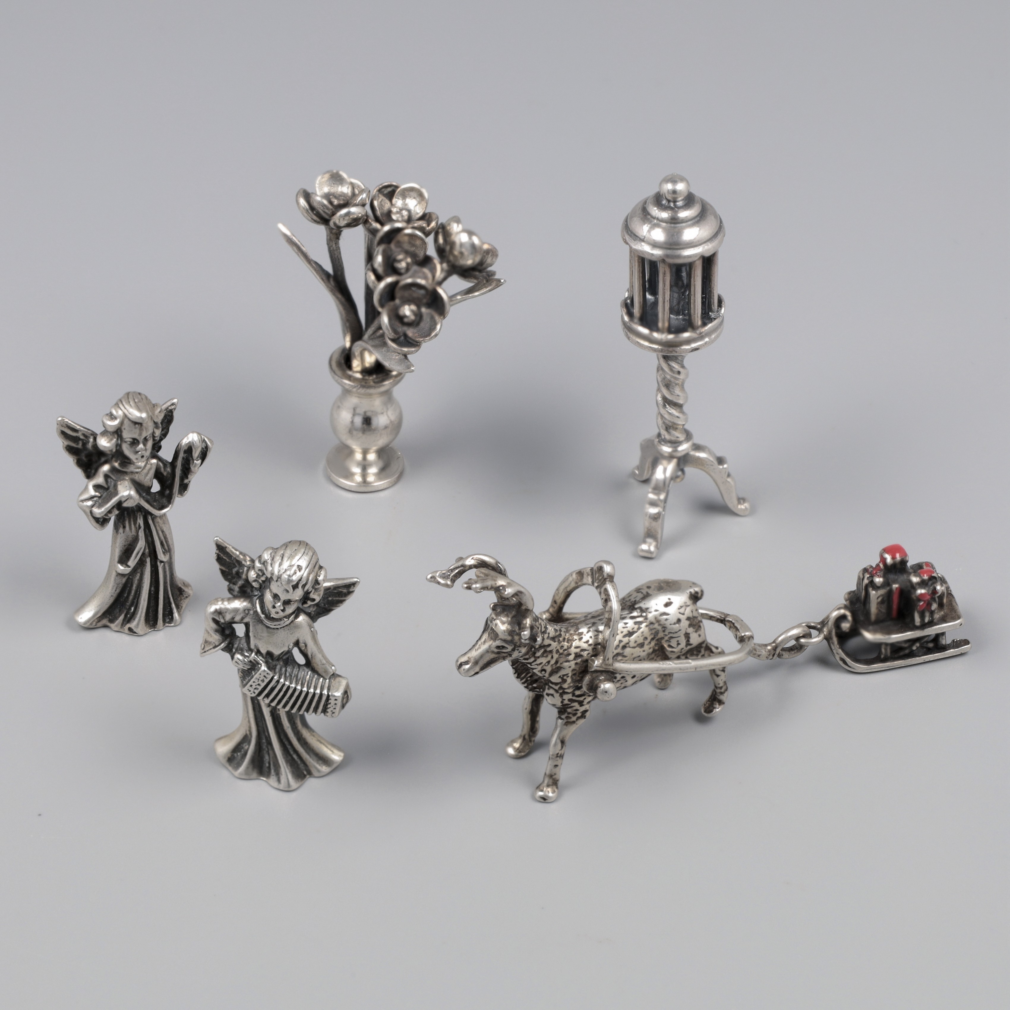 5-delig lot miniaturen zilver.