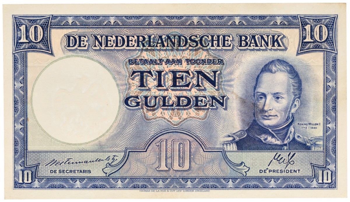 Nederland. 10 Gulden. Bankbiljet. Type 1945. - Prachtig +.