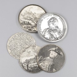 Schroefmedaille met kopergravures, Johann Melchior Mörikofer, Bern 1759, zilver.