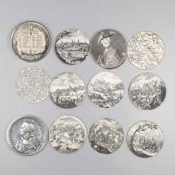 Schroefmedaille met kopergravures, Johann Melchior Mörikofer, Bern 1759, zilver.