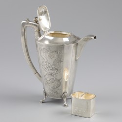 Theepot, Hong Kong, China, Tack Hing Jewelry, 德興首飾, DE XING SHOUSHI / XIONG 雄, zilver.