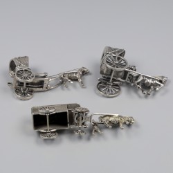 3-delig lot miniatuur rijtuigen zilver.