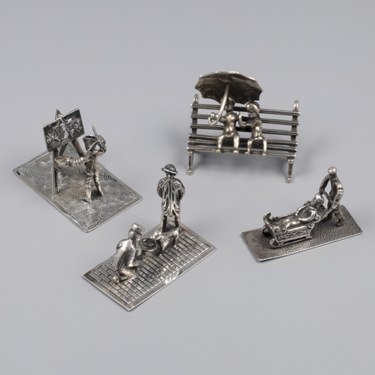 4-delig lot miniaturen zilver.