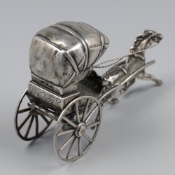 Miniatuur paard-en-wagen zilver.