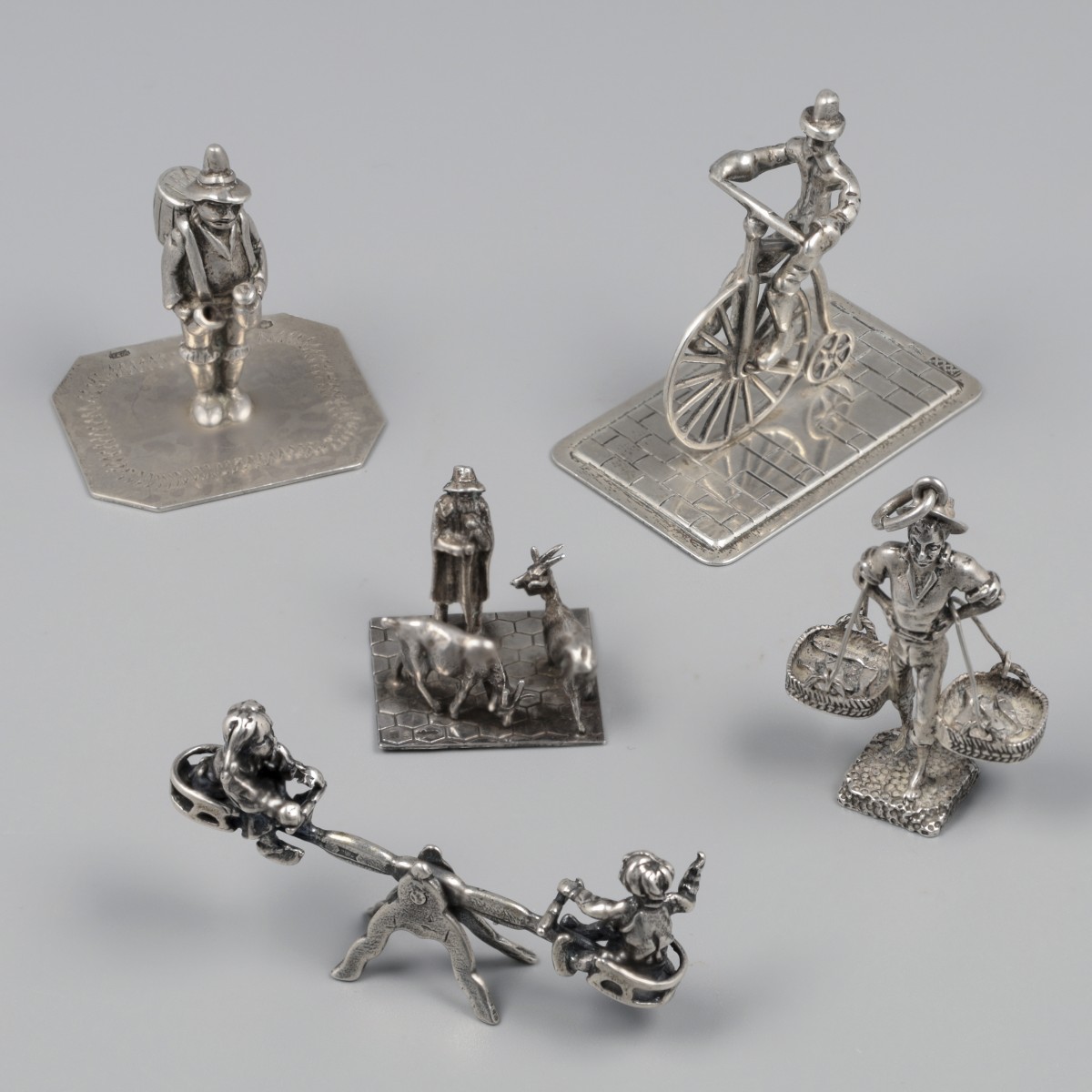 5-delig lot miniaturen zilver.