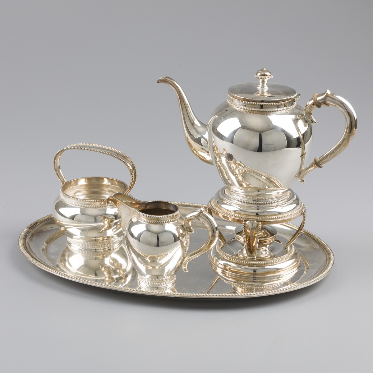 5-delig koffieservies zilver.