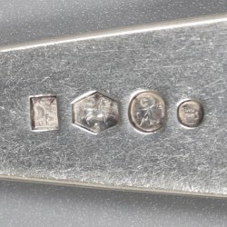 6-delige set vorken "Haags lofje" zilver.