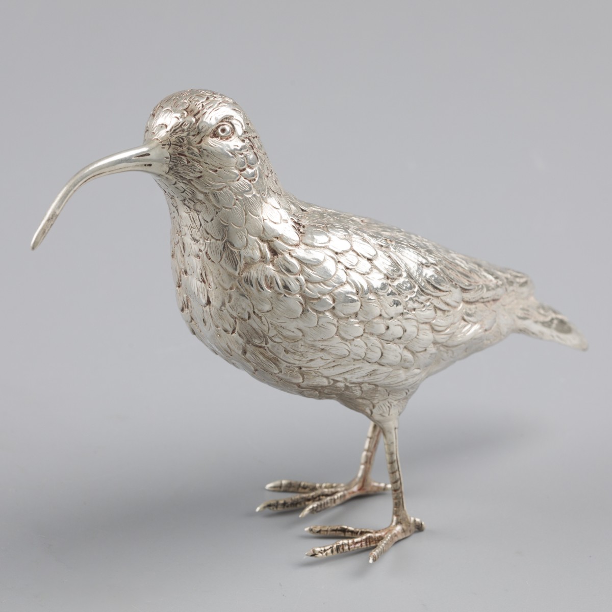 Tafelstuk vogel (wulp) zilver.