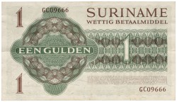 Suriname. 1 Gulden. Banknote. Type 1960. - Very fine / Extremely fine.