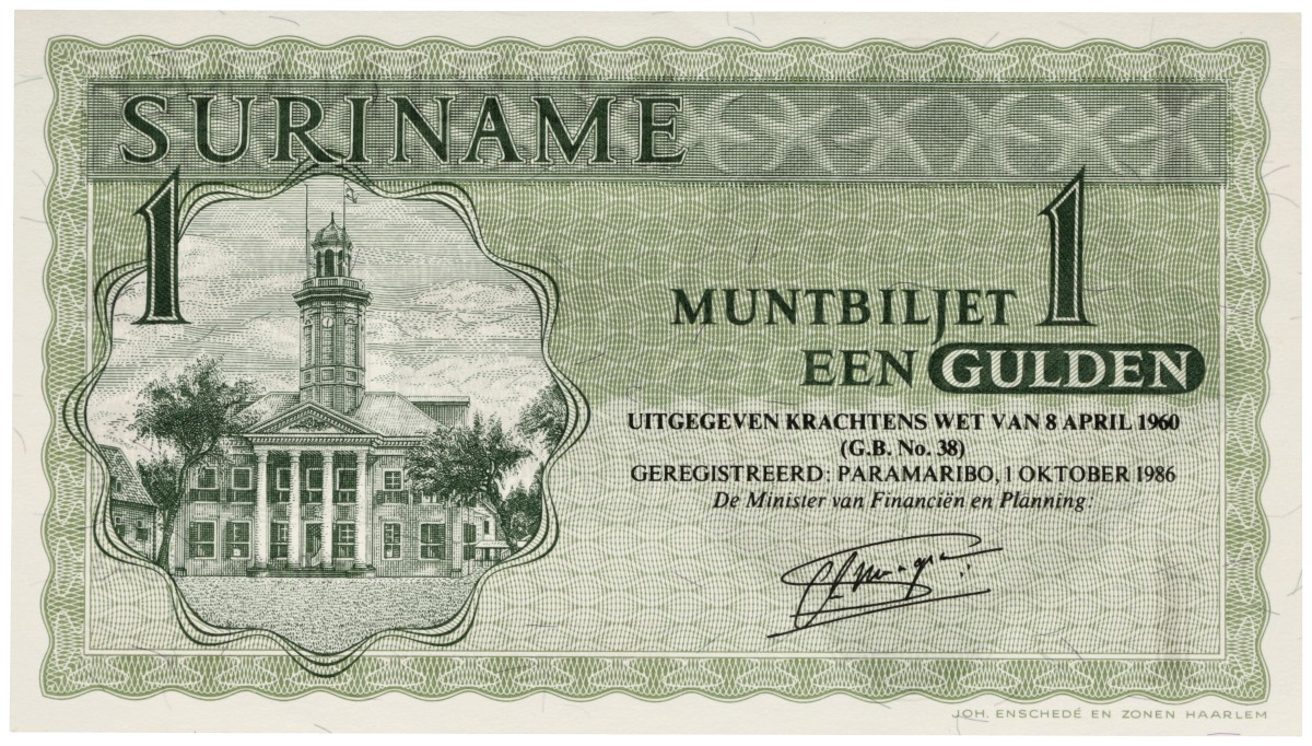 Suriname. 1 Gulden. Banknote. Type 1960. - UNC.