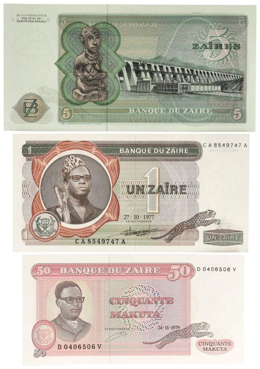 Zaire. 1/5/50 Zaire. Banknote. Type 1977/1979. - UNC.