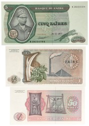 Zaire. 1/5/50 Zaire. Banknote. Type 1977/1979. - UNC.