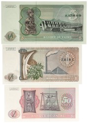 Zaire. 1/5/50 Zaire. Banknote. Type 1977/1979. - UNC.