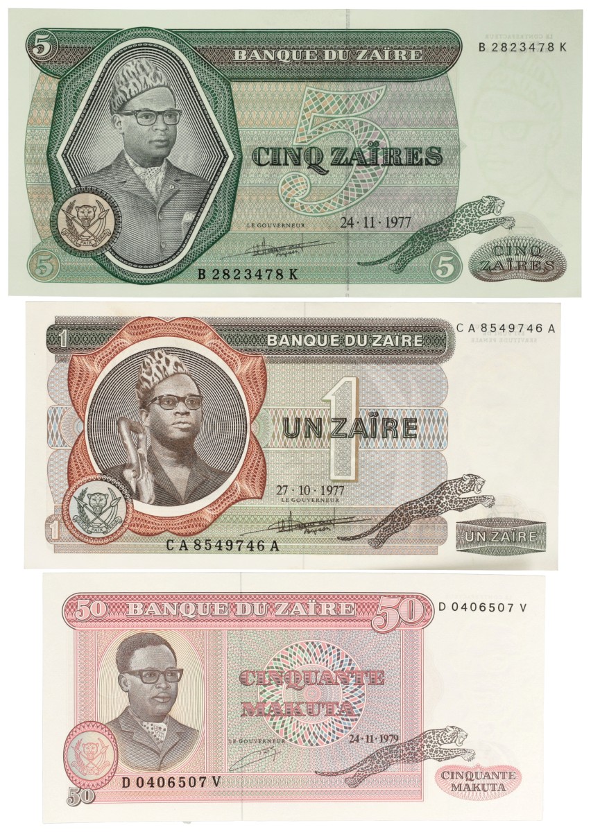 Zaire. 1/5/50 Zaire. Banknote. Type 1977/1979. - UNC.