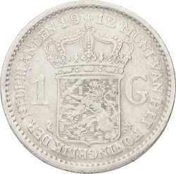 1 Gulden. Wilhelmina. 1912. Zeer Fraai.