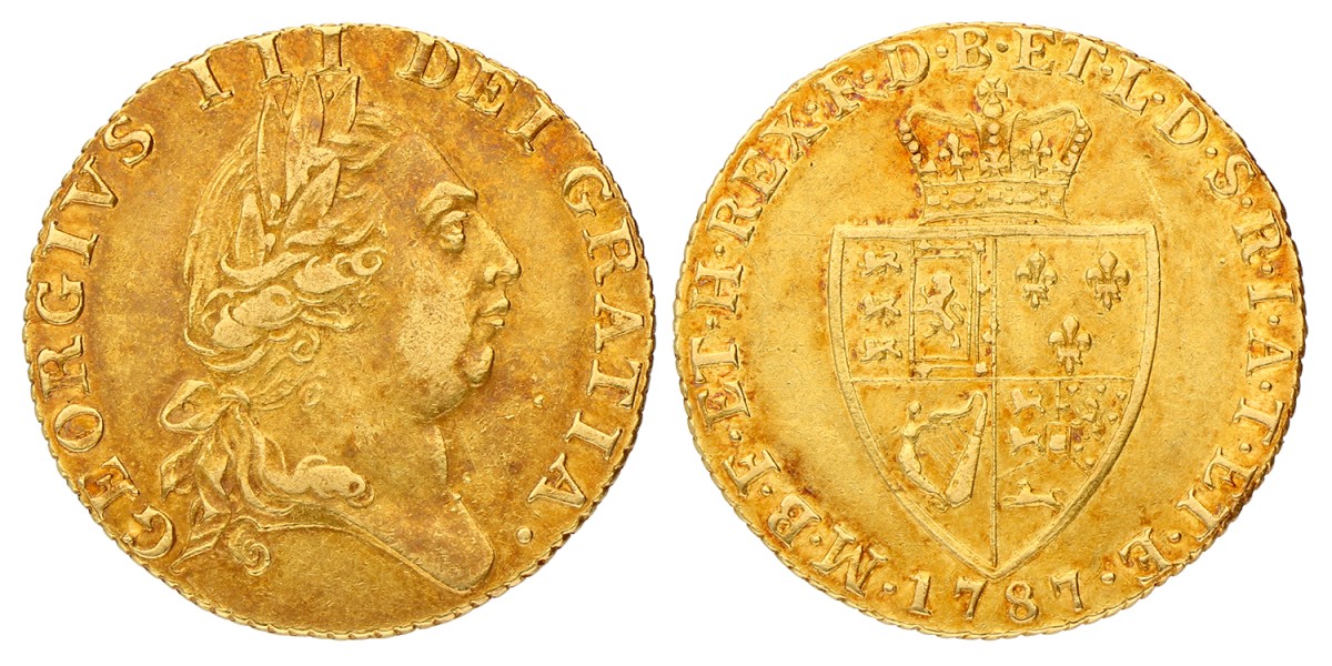 Great Britain. George III. 'Spade' Guinea. 1787. VF +.