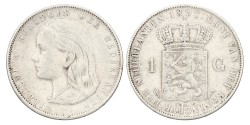 1 Gulden. Wilhelmina. 1897. Zeer Fraai +.