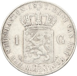 1 Gulden. Wilhelmina. 1897. Zeer Fraai +.