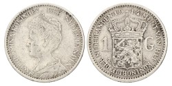 1 Gulden. Wilhelmina. 1914. Zeer Fraai / Prachtig.