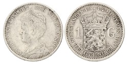 1 Gulden. Wilhelmina. 1914. Zeer Fraai / Prachtig.