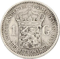 1 Gulden. Wilhelmina. 1914. Zeer Fraai / Prachtig.