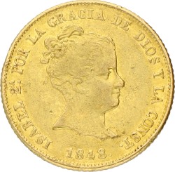 Spain. Isabel II. 80 Reales. 1848 B. VF.