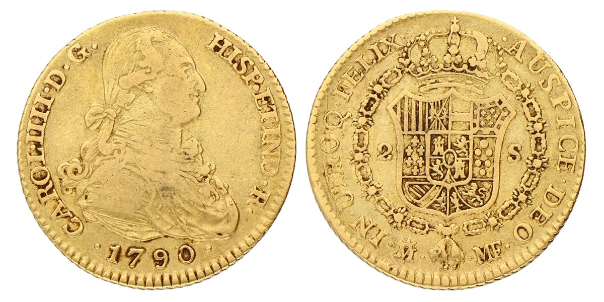 Spain. Madrid. Carlos IV. 2 Escudo. 1790. VF.