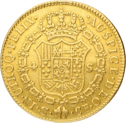 Spain. Sevilla. Carlos III. 4 Escudo. 1774 S CF. F / VF.