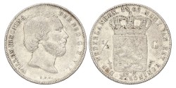 ½ Gulden. Willem III. 1862. Zeer Fraai / Prachtig.