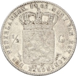 ½ Gulden. Willem III. 1862. Zeer Fraai / Prachtig.