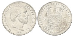 ½ Gulden. Willem III. 1861. Zeer Fraai / Prachtig.