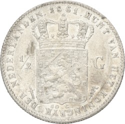 ½ Gulden. Willem III. 1861. Zeer Fraai / Prachtig.