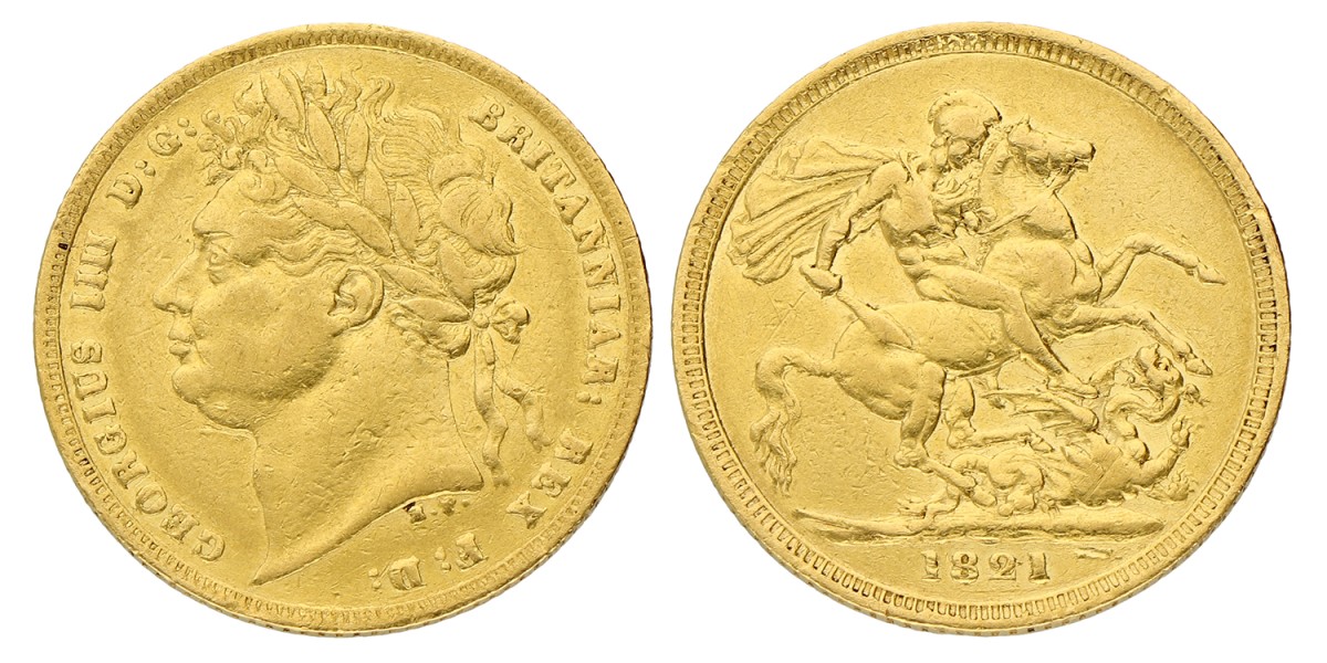 Great Britain. George IV. Sovereign. 1821. VF.