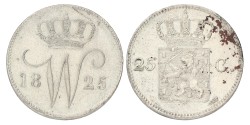 25 Cent. Willem I. 1825 U. Zeer Fraai / Prachtig.